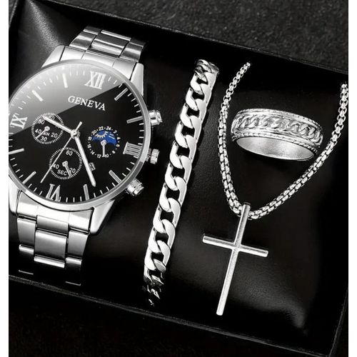 4PC Men Silver Gift Set